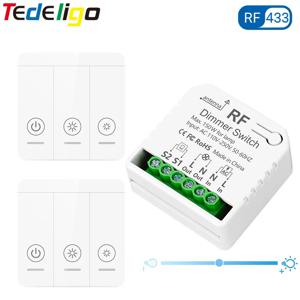 Tedeligo RF 433mhz LED 조광기 스위치 110V 220V 150W 조명 밝기 조절 가능 모듈 지원 2 웨이 유선 및 무선 제어