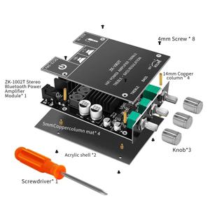 ZK-1002T 블루투스 호환 앰프, HIFI 2.0 채널, 100W x 2 오디오 모듈, 스테레오 서브우퍼 스피커, 트레블 베이스 액세서리
