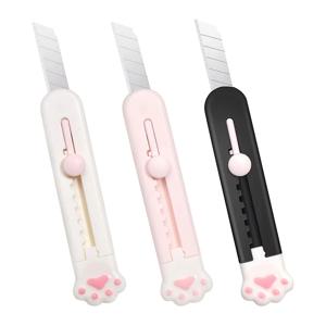 휴대용 미니 종이 커터, 카와이 고양이 발 아트워크 나이프, 자동 리바운드 박스 오프너, 사무실 및 학교 용품 포켓 커터