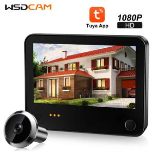 Wsdcam 스마트 3MP 미니 디지털 틈 구멍 도어 카메라 무선 WiFi 적외선 IR PIR 모션 감지 디지털 뷰어 초인종