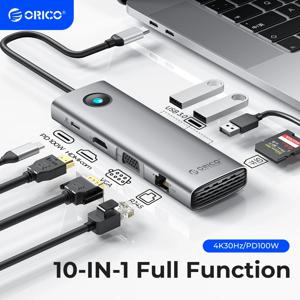 ORICO Type C 도킹 스테이션 허브-4K60Hz HDMI 호환 USB 3.0 어댑터 RJ45 PD100W Macbook Pro 노트북 액세서리 충전