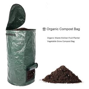 35*60cm 정원 Composter 지퍼와 이중 손잡이가 있는 친환경 바이오 발효 가방 접이식 퇴비통 폐기물통