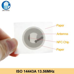25mm 백서 RFID 스티커 MF 클래식 1K S50 13.56MHz 범용 레이블 NFC 태그 모든 NFC 전화 접착제, 10 피스