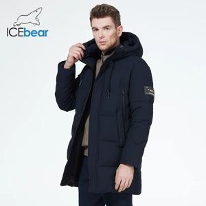 ICEbear 남성용 두꺼운 따뜻한 후드 재킷, 중간 길이 코트, 패셔너블한 면 재킷, 2023 겨울 의류, MWD3061D