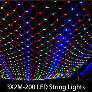 2M * 3M Led 그물 조명 EU 220V 웨딩 장식 크리스마스 요정 문자열 빛 야외 휴일 축제 멀티 야외 정원 램프