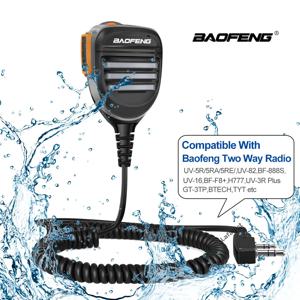 Baofeng 방수 스피커 마이크 워키 토키 용 PPT 마이크 UV-5R BF-888S UV-S9 PLUS UV-13 Pro UV16 UV3R Plus양방향 라디오