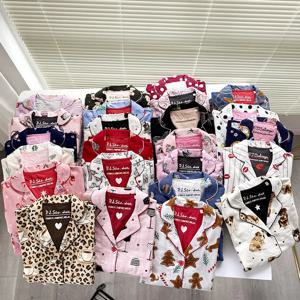 가을 겨울 여성 PJS 코튼 그라운드 울 잠옷 따뜻한 두꺼운 만화 긴 소매 바지 잠옷 숙녀 Homewear 월 의류