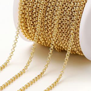 1 미터/롤 4mm 14K 18K 골드 도금 황동 크로스 링크 체인 쥬얼리 DIY 수제 공예 액세서리에 대한 대량 체인 만들기