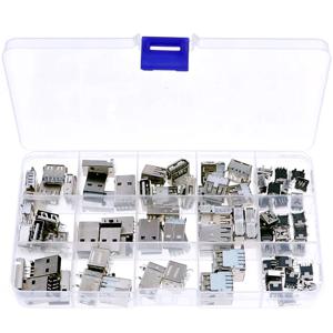 USB 수컷 암컷 미니 SMD 수직 소켓 커넥터, DIY 잭 커넥터 포트 충전 데이터 플러그 모음 키트, 14 가지 스타일, 82 개