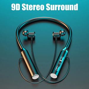 무선 헤드폰 블루투스 5.0 넥밴드 이어폰 실리콘 Hifi 9D 스테레오 스포츠 헤드셋 홀터 방수 마그네틱 이어 버드