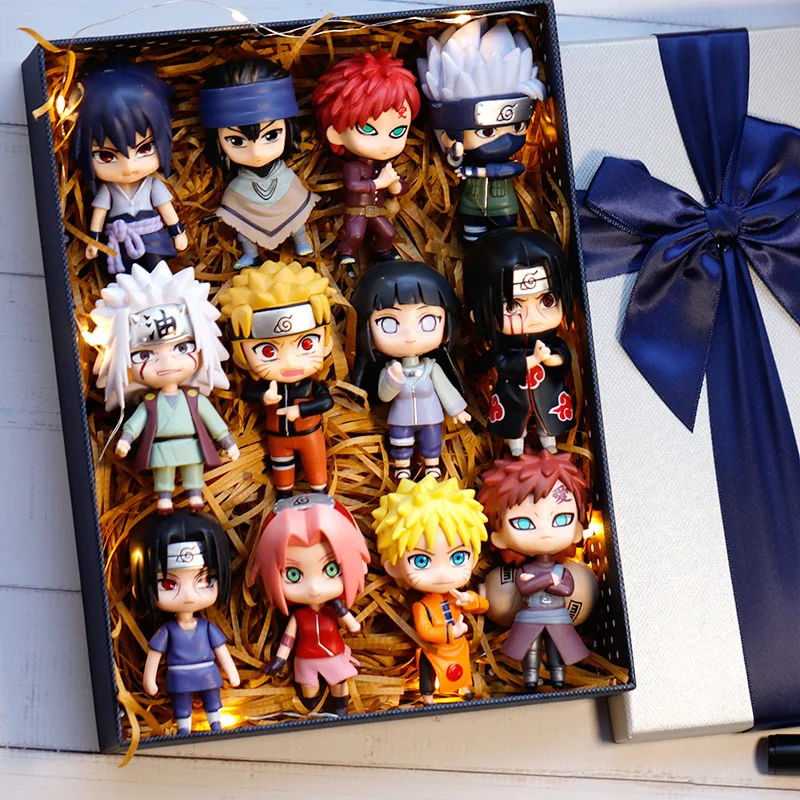 새로운 12 개/대 애니메이션 피규어 나루토 Shippuden 히나타 사스케 Itachi Kakashi Gaara 액션 피규어 Q 버전 PVC 피규어 장난감 선물