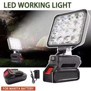 마키타 배터리용 LED 조명, 휴대용 스포트라이트, 무선 야외 작업 낚시, 휴대용 비상 도구 조명, 배터리 없음, USB 없음, 4 인치