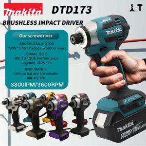 DTD173 3600rpm 무선 임팩트 드라이버 180Nm 브러시리스 모터 드라이버 Makita 18V 배터리 용 전기 드릴 목재/볼트/T 모드 도구