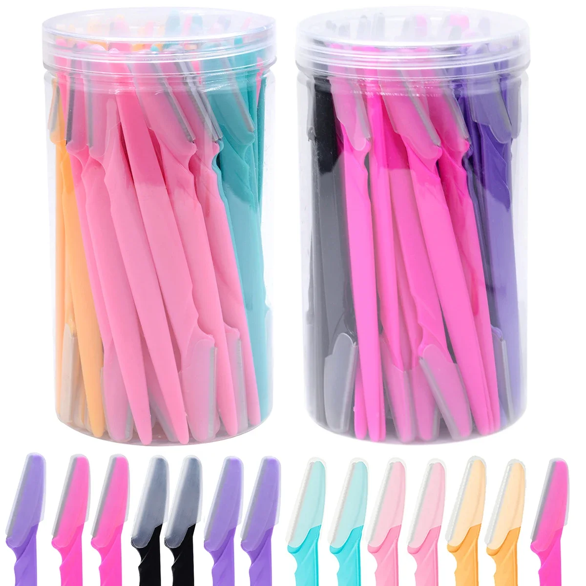 30Pcs/병 눈썹 면도기 컨테이너 얼굴 눈썹 트리머 케이스 제모 면도기 안전 블레이드 트리밍 도구
