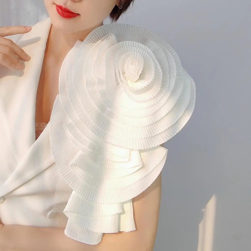 Corsage 3D 플라워 아플리케 다층 플리츠 스웨터, 원피스 블라우스 장식, DIY 스티치 패치, 의류 액세서리, 꽃 핀