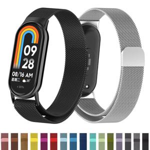 Mi band 8 9 스트랩 용 스테인레스 스틸 miband8 miband 9 액세서리 Xiaomi mi band 9 밴드 용 마그네틱 루프 벨트 correa 팔찌