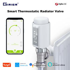 GIRIER TRV 스마트 온도 조절 라디에이터 밸브 ZigBee 프로그래밍 가능한 온도 컨트롤러 스마트 온도 조절기 라디에이터는 Alexa를 지원합니다
