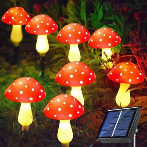 12LED 태양 전지 패널 버섯 요정 빛 정원 야외 장식 방수 밤 램프 마당 크리스마스 웨딩 파티 장식