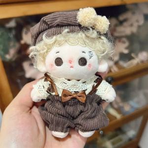 코튼 인형 옷 프린스 세트, 불가사리 바디 웨어러블 봉제 인형, 레트로 스커트 오버롤 세트, 가을 겨울 스타일, 10cm