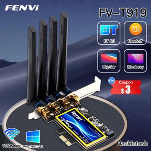 Fenvi 데스크탑 와이파이 카드, MacOS 해킨토시 802.11AC 블루투스 4.0, 듀얼 밴드 무선 어댑터, Win10, 1750Mbps PCIe, T919, BCM94360