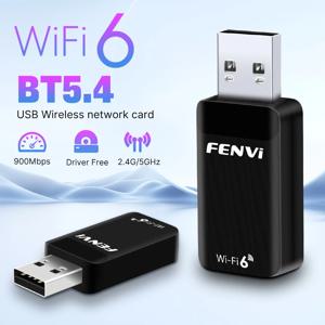 Fenvi WiFi 6 AX900 USB Bluetooth 5.4 어댑터 2 in 1 동글 듀얼 밴드 2.4G 5G USB WiFi 네트워크 카드 무선 수신기 드라이버 무료