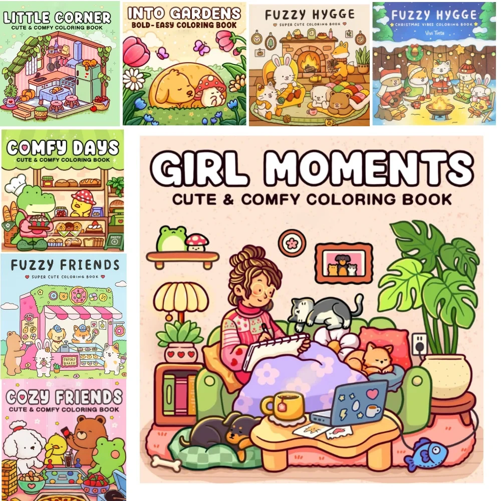 색칠하기 책 COZY FRIENDS 선물용 사랑스러운 생물이 등장하는 성인과 청소년을 위한 색칠하기 책