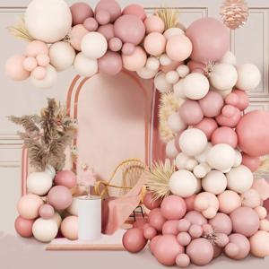 레트로 핑크 파스텔 마카롱 풍선 화환 아치 키트 웨딩 생일 파티 장식 소녀 베이비 샤워 로즈 골드 Ballon 체인