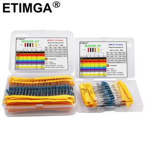 600/300PCS 1/4w 금속 필름 저항기 30 값 저항 키트 10R-1M 150R 680K 0.25W 1% 저항기 세트