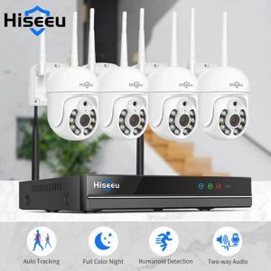 Hiseeu 3/5MP WiFi CCTV IP 카메라 보안 시스템 키트 야간 투시경 자동 추적 양방향 오디오 16CH NVR 감시 시스템