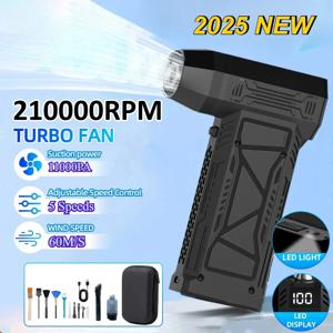 500000RPM 미니 터보 제트 팬, LED 디스플레이 및 조명 포함, 전기 에어 더스터, 풍속 조절 가능 블로워, 차량 청소용 충전식