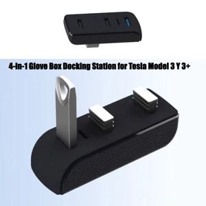 Tesla Model 3 모델 Y Juniper USB 허브 Type-c 확장기 충전기 업그레이드 데이터 전송 어댑터용 4-in-1 글러브 박스 도킹 스테이션