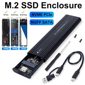 M2 SSD 케이스 NVME SATA 듀얼 프로토콜 M.2-USB C타입 SSD 인클로저 어댑터, NVME SATA SSD 디스크 박스, M 키 및 B & M 키 지원