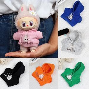 17cm Labubu 복장 후드 청바지 레저 스포츠 세트 Kawaii 장식 Ropa Labubu 액세서리 인형 작은 옷 DIY 어린이 선물