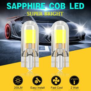 2Pcs 최신 T10 LED 전구 W5W 사파이어 COB 드라이브 프리 led 웨지 전구 돔 독서 램프 전구 슈퍼 밝은 12V 자동차 전구 6000K