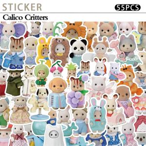 55pcs Calico 동물 스티커 노트북 스크랩북 장식 낙서 데칼 스케이트 보드 노트북 방수 스티커