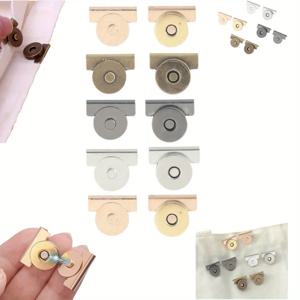 5 쌍 스냅 버튼 토트 백, 의류 및 DIY 공예품 용 금속 이음매없는 자기 버클 걸쇠, 지갑 용 바느질 클립 없음