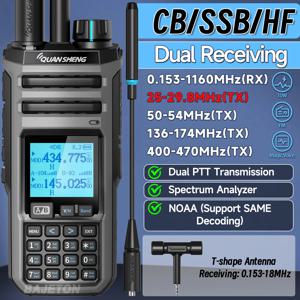 새로운 Quansheng 워키 토키 장거리 TK11(5) 10W 듀얼 수신 VHF UHF AM SSB CB FM NOAA 휴대용 양방향 라디오 햄 아마추어