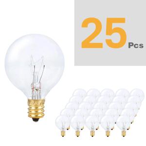 25Pcs G40 문자열 전구 교체 120V/220V 텅스텐/LED 전구 E12 기본 소켓 홀더 전구 홈 정원 장식