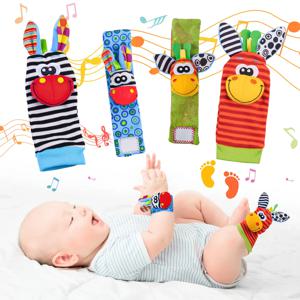 1PairBaby 장난감 0-6-12 개월 귀여운 인형 동물 아기 딸랑이 양말 손목 아기 딸랑이 신생아 장난감 아기를위한 소리 게임 만들기