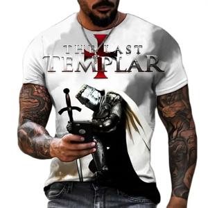 여름 패션 Templar 3D 프린트 남성 티셔츠 스트리트 하라주쿠 크로스 TShirt 남성용 반팔 오버 사이즈 Tshirt Vintage Top