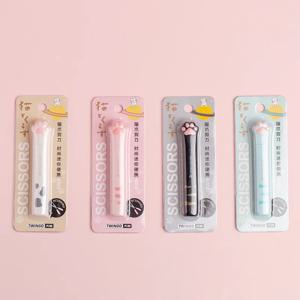학교 학생 스크랩북을위한 보호 커버가있는 귀여운 고양이 발톱 가위 DIY 도구 학생 휴대용 저널링 용품