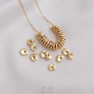 진짜 금 불규칙한 작은 깨진 금 스페이서 깨진 금과 은색 구슬 스페이서 가스켓 DIY 구슬 액세서리 14K 가방