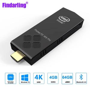 Findarling T5B 쿼드 코어 인텔 Z8350 미니 PC 컴퓨터, 윈도우 10 마이크로 PC, 2.4G 및 5.8G 와이파이, 4GB 램, 64GB 롬, 윈 10 스틱 PC
