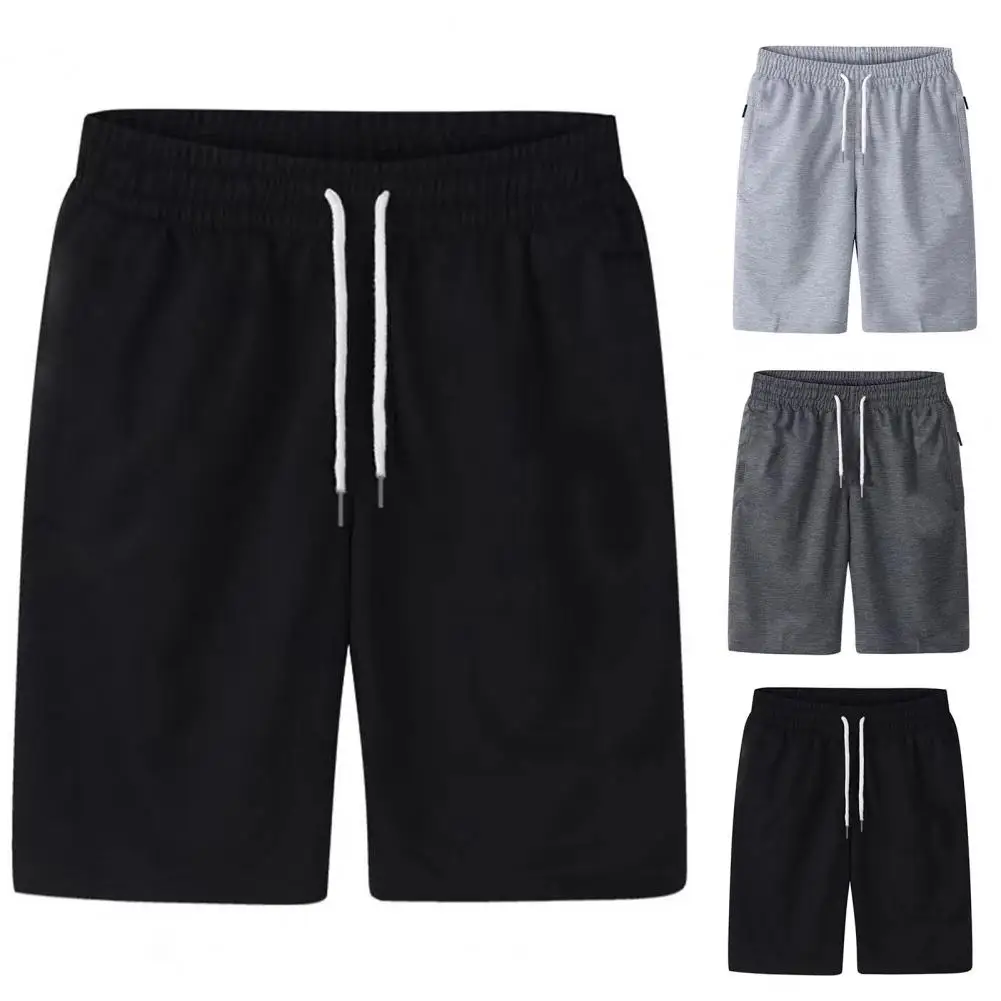 남성용 카고 반바지 신축성있는 허리 얇은 느슨한 주머니 아웃웨어 Drawstring 솔리드 컬러 여름 카고 반바지 남성 의류