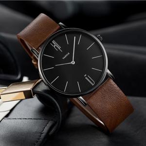 야외 남자 시계 정품 가죽 군사 스포츠 아날로그 석영 손목 시계 장식 비즈니스 남자 시계 달력 montre homme