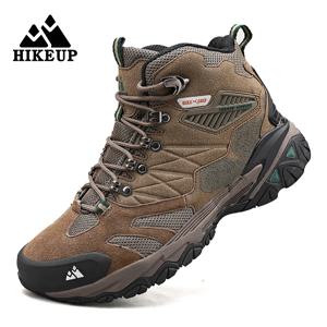 HIKEUP 남성용 겨울 부츠, 야외 하이킹 부츠, 스웨이드 하이탑 가죽, 야외 트레킹 스니커즈, 산악 전술 부츠