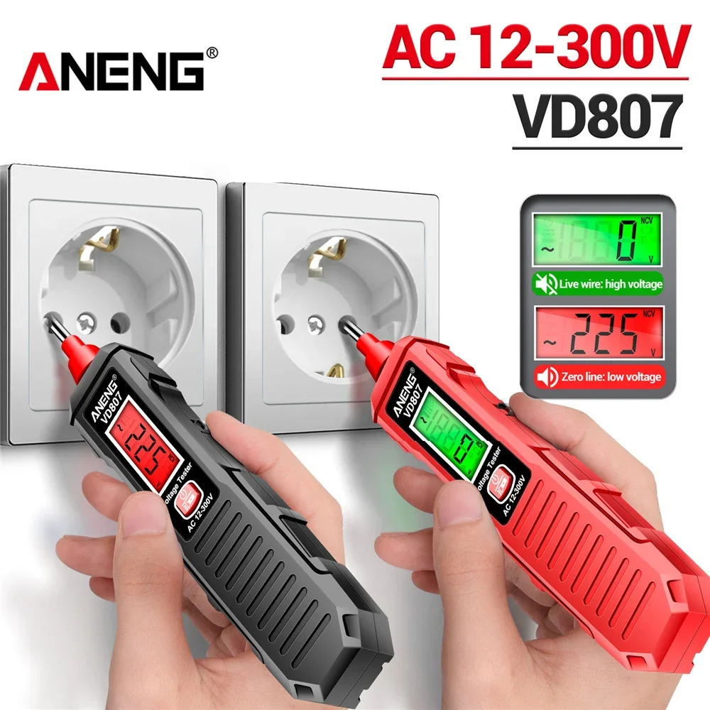 ANENG VD807 스마트 전기 펜 테스터 NCV 센서, 비접촉 와이어 감지기 도구, 한 단어 유도, 50Hz, 60Hz, AC 12-300V