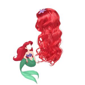 소녀를위한 인어 공주 아리엘 액세서리 크라운 목걸이 헤어 후프 가발 장갑 세트 할로윈 생일 파티 코스프레 액세서리