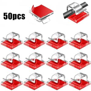 50PCS 케이블 주최자 클립 케이블 관리 와이어 관리자 코드 홀더 USB 충전 데이터 라인 보빈 와인 더 벽걸이 형 후크