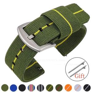 나일론 시계 밴드 18mm 20mm 22mm 24mm 육군 짠 탄성 스트랩 세이코 퀵 릴리스 손목 밴드 군사 남성용 스포츠 시계 밴드